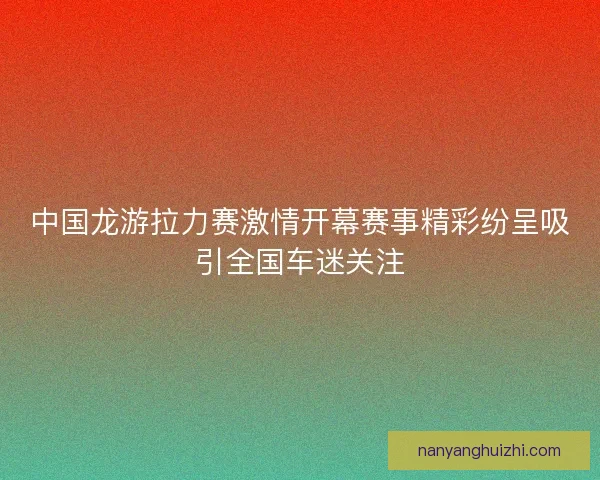 中国龙游拉力赛激情开幕赛事精彩纷呈吸引全国车迷关注 中国龙游拉力赛激情开幕赛事精彩纷呈吸引全国车迷关注